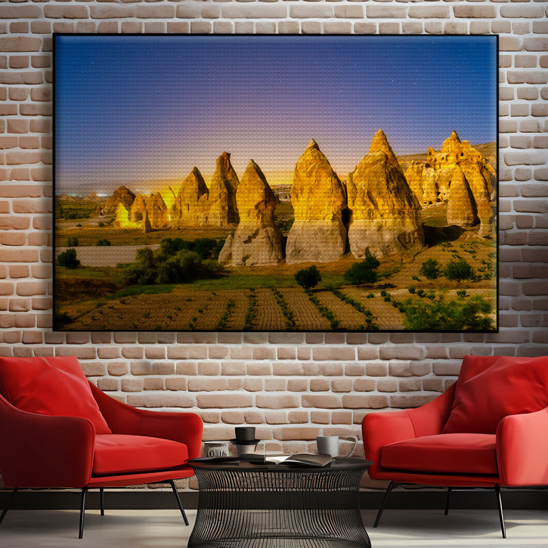 Akustikstoff mit Motiv: Hohe Felsen