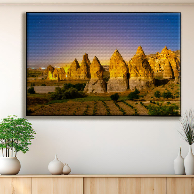 Akustikstoff mit Motiv: Hohe Felsen