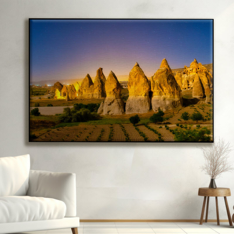 Textilspannrahmen mit Motiv: Hohe Felsen