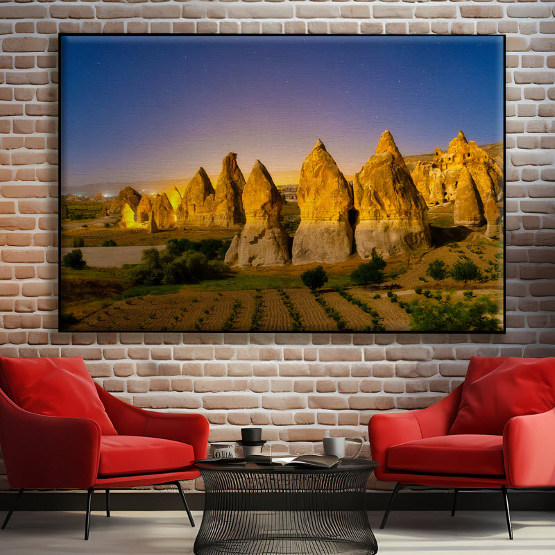 Textilspannrahmen mit Motiv: Hohe Felsen