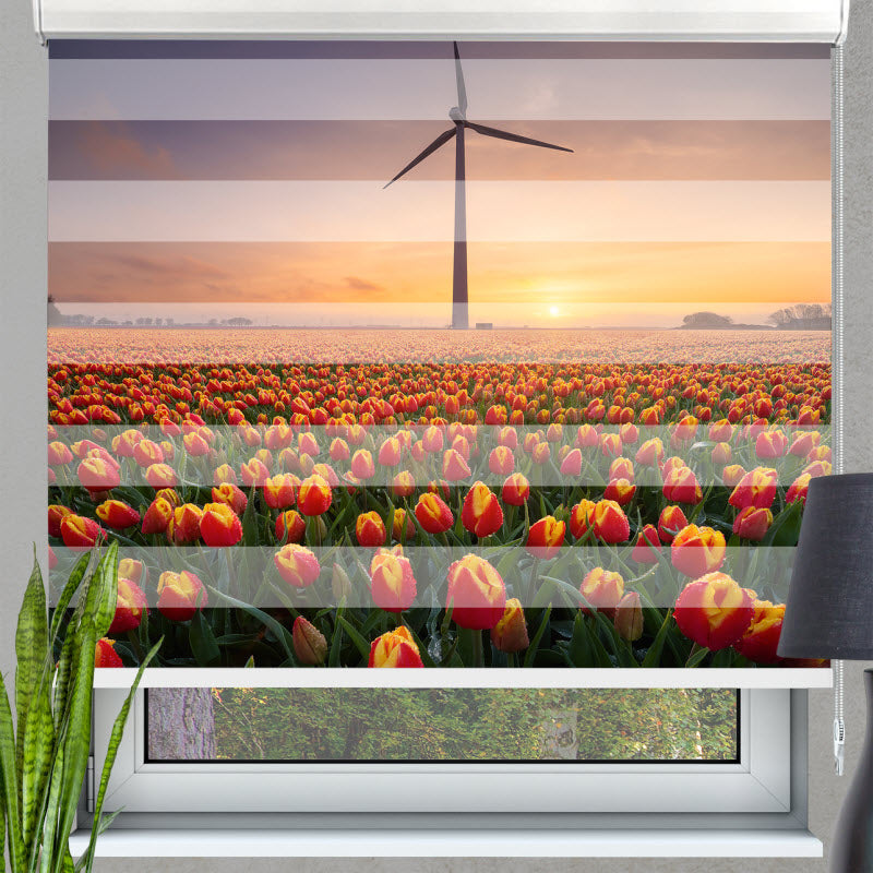 Doppelrollo mit Motiv: Tulpen