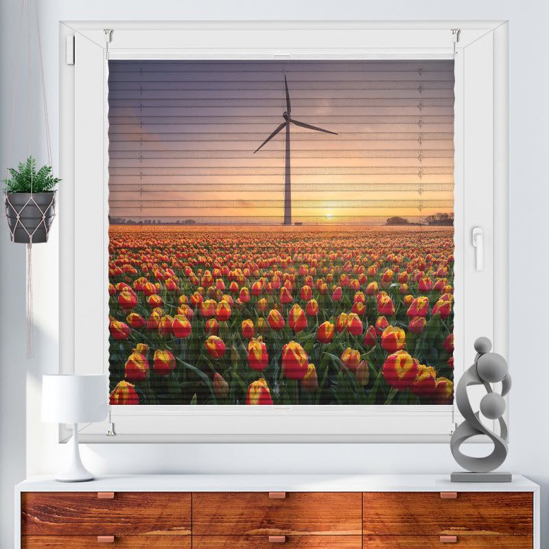 Wabenplissee mit Motiv: Tulpen