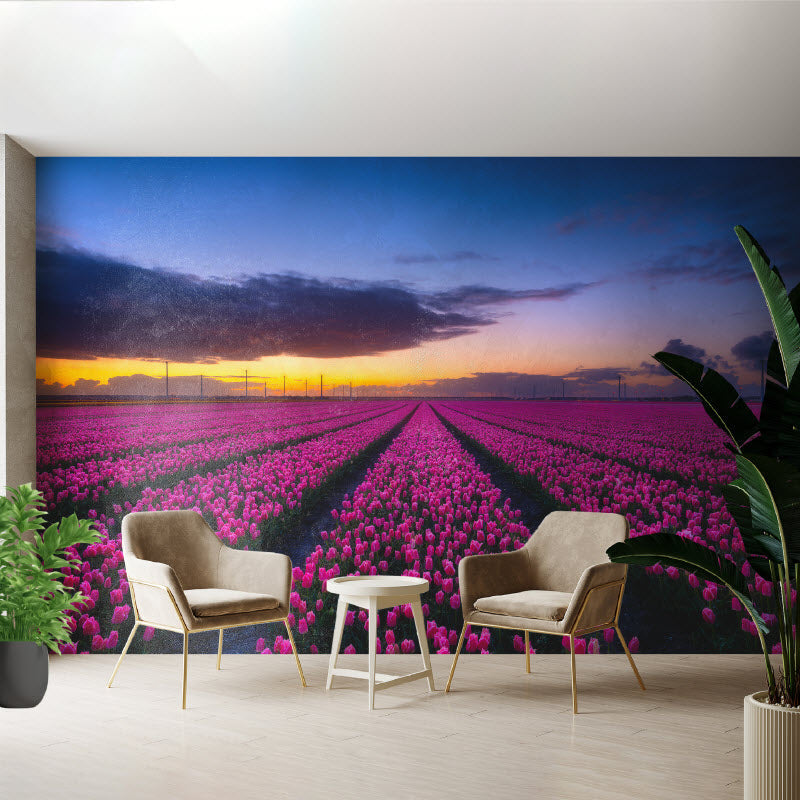 Tapete mit Motiv: Lila Tulpenfeld