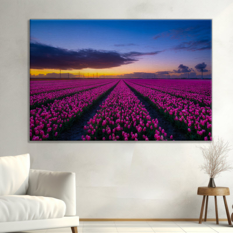 Leinwand mit Motiv: Lila Tulpenfeld