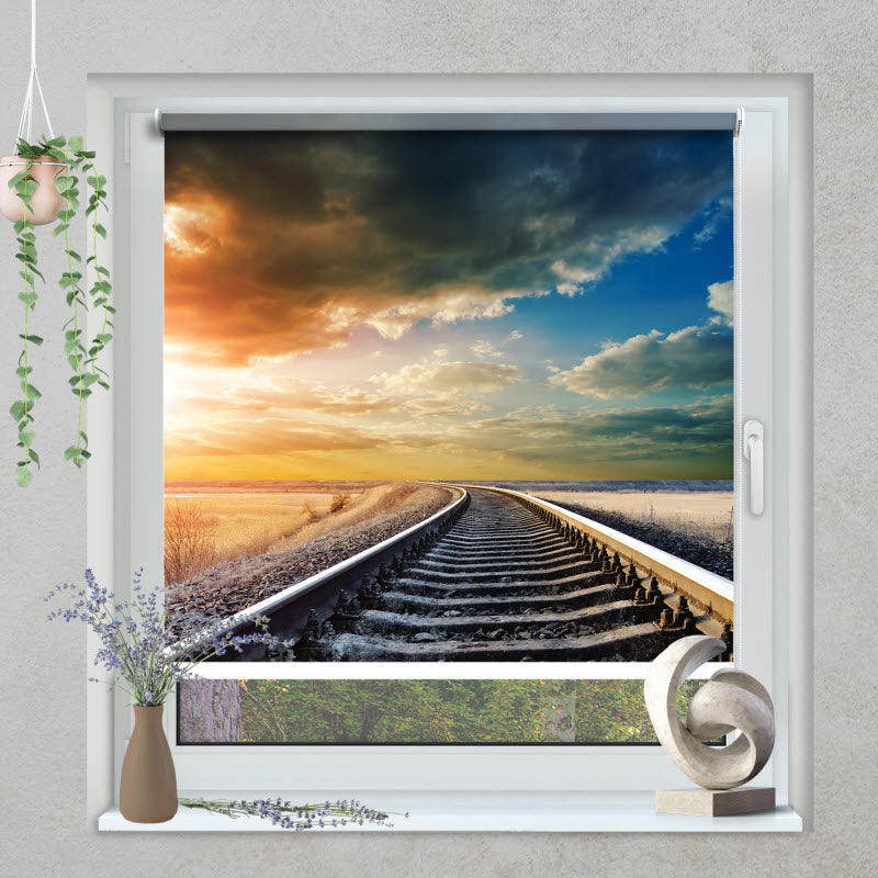 Klemmfix Rollo mit Motiv: Gleis