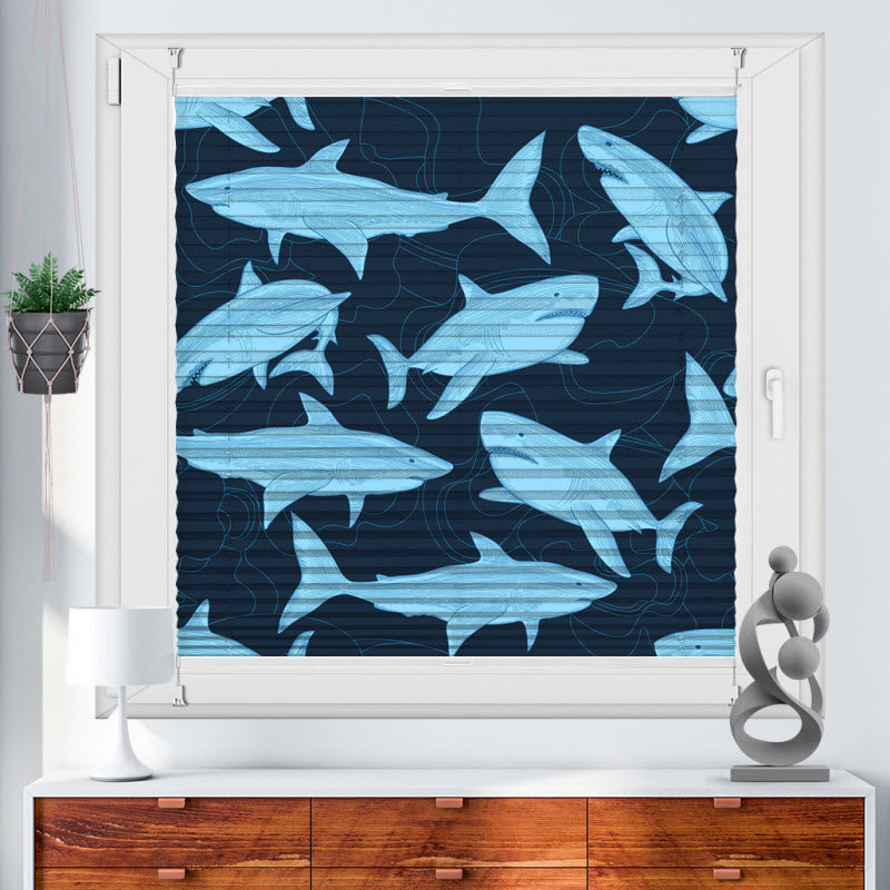 Plissee mit Motiv: Haimuster