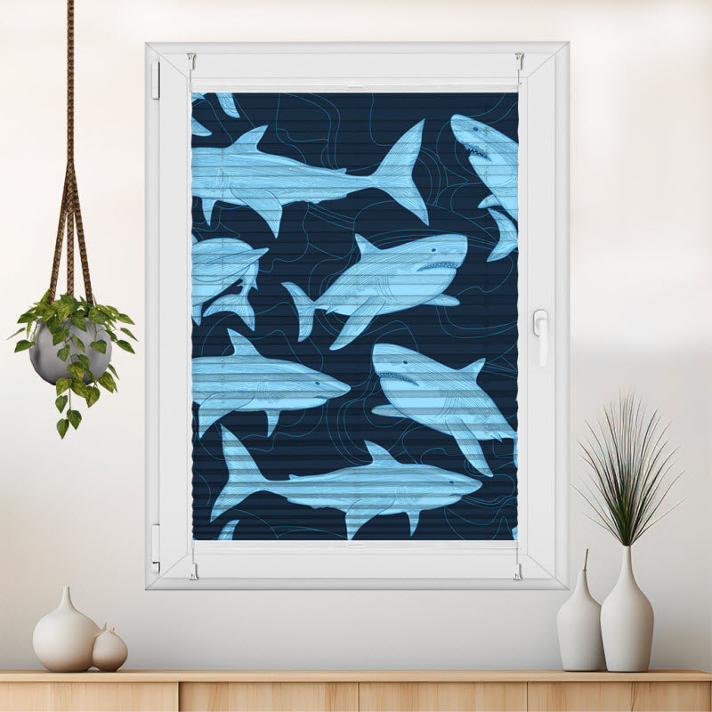 Plissee mit Motiv: Haimuster