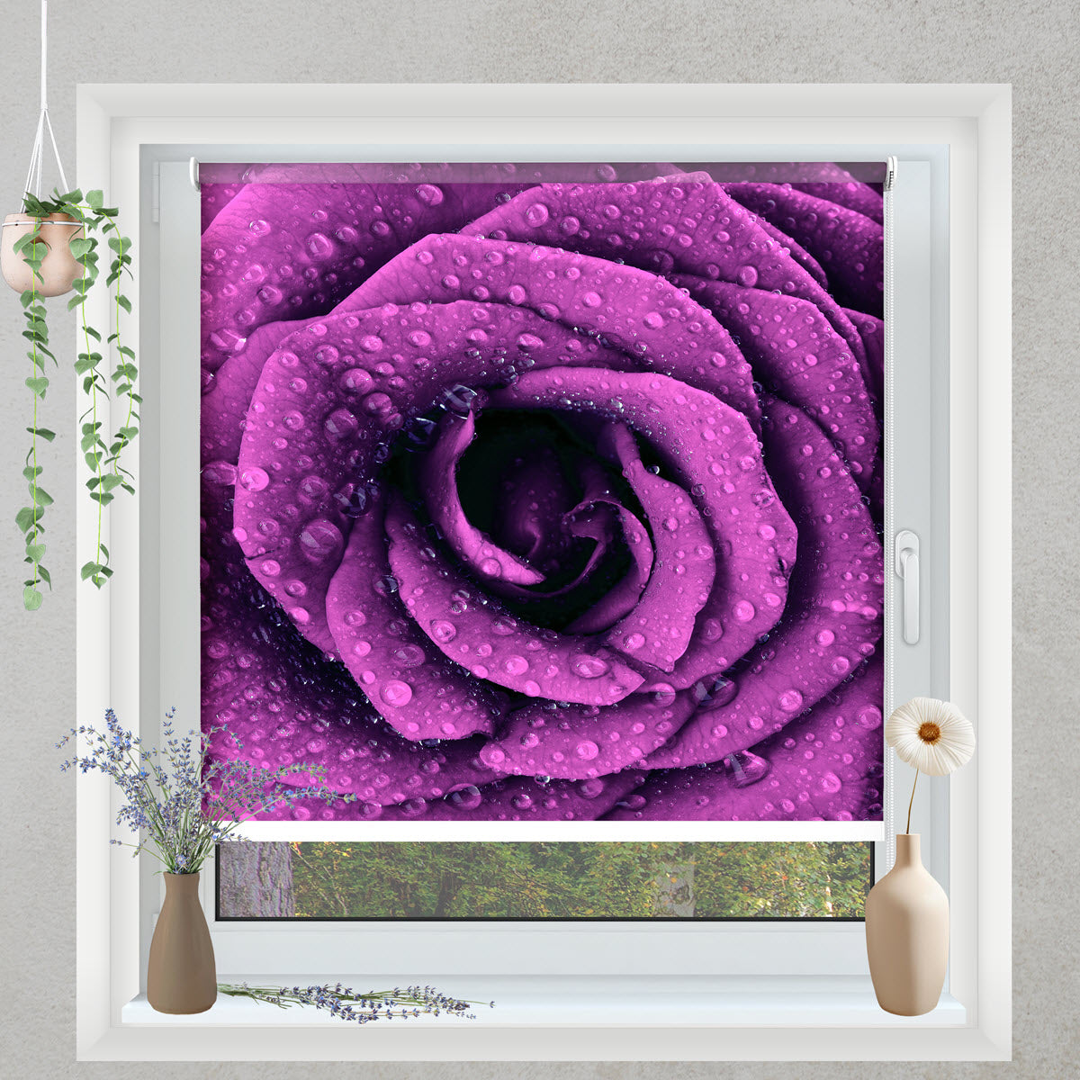 Klemmfix Rollo mit Blumen-Motiv