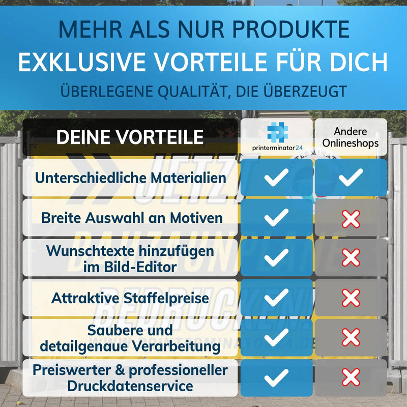 Bauzaunplane bedrucken lassen: Deine Vorteile von Printerminator24-Bauzaunplanen