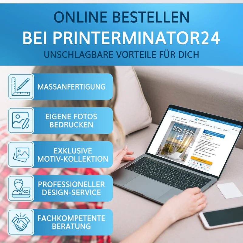 Vorteile beim Online-Kauf von bedruckbaren Duschvorhängen, mit Designservice und Materialmuster.