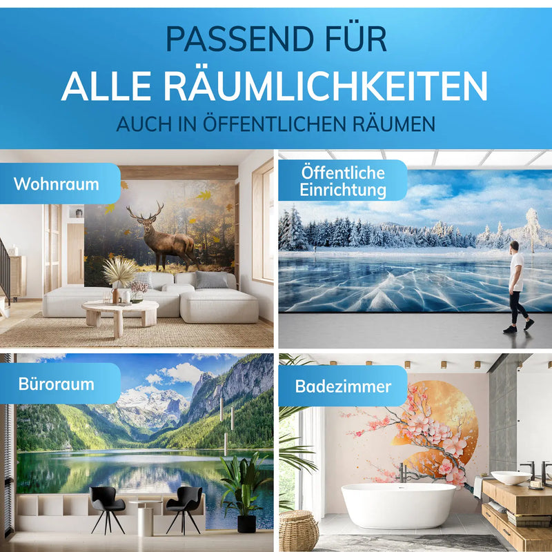 Fototapeten für Wohnraum, Büro, Badezimmer und öffentliche Räume, vielfältige Einsatzmöglichkeiten