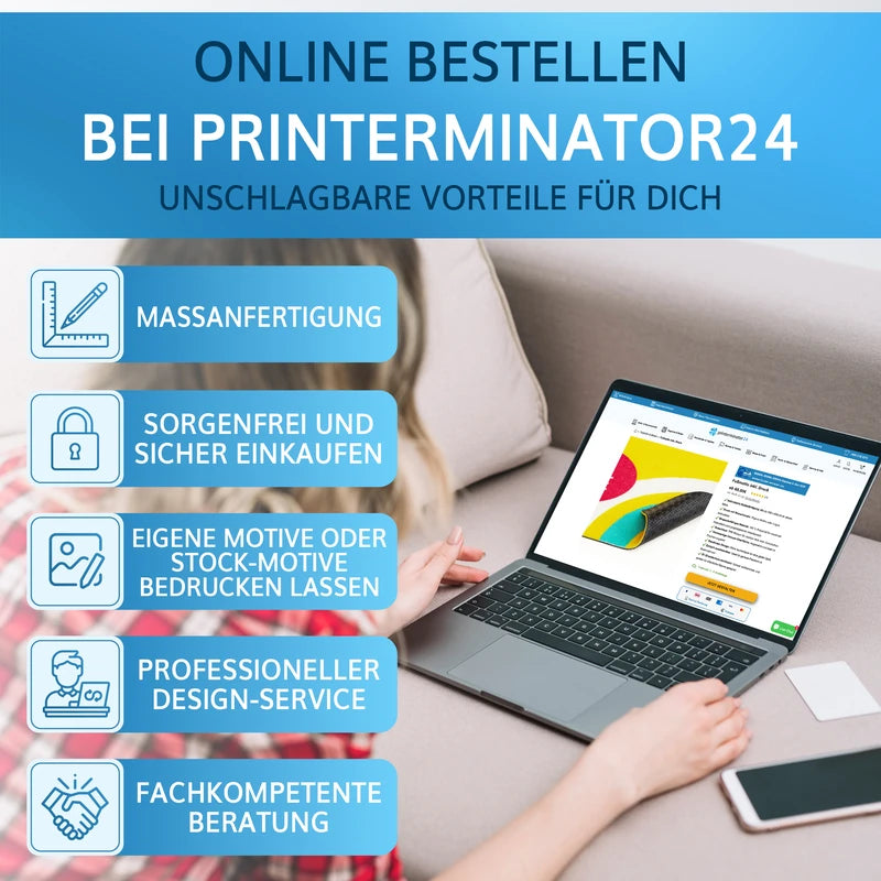 Individuelle Fußmatten mit Logo online gestalten und bestellen bei Printerminator24.