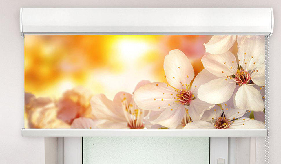 Kassettenrollo mit Blumen-Motiv