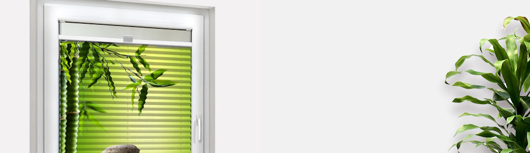 Plissee mit Motiv: Spa Steinen und Bambus