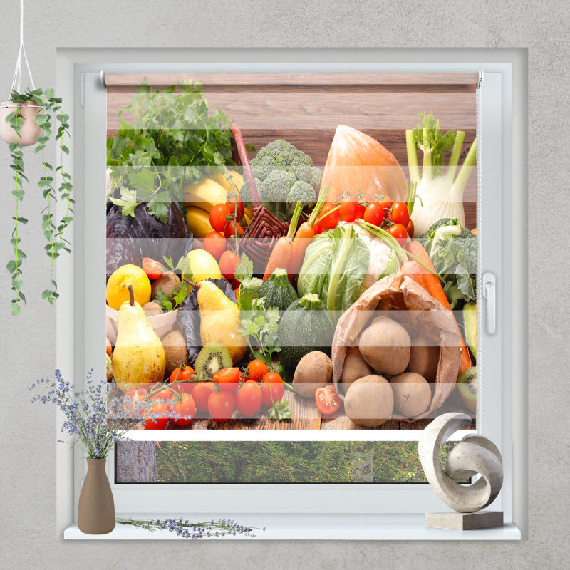 Klemmfix Doppelrollo mit Motiv: Obst und Gemüse