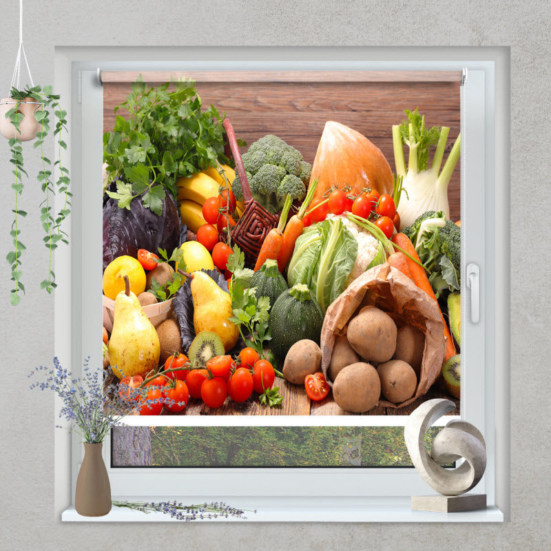 Klemmfix Rollo mit Motiv: Obst und Gemüse