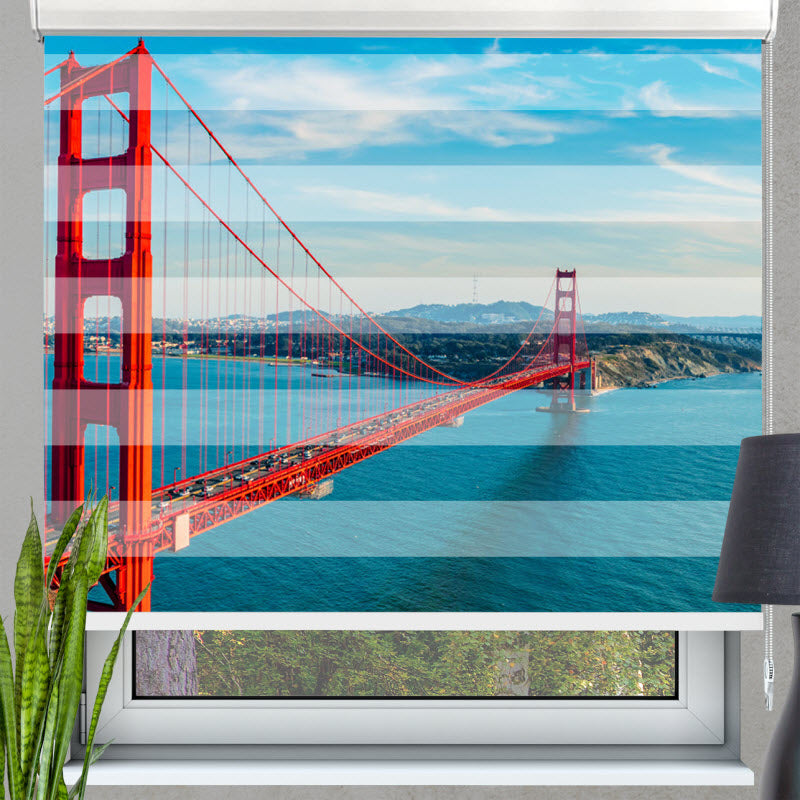 Doppelrollo mit Motiv: Golden Gate Brücke