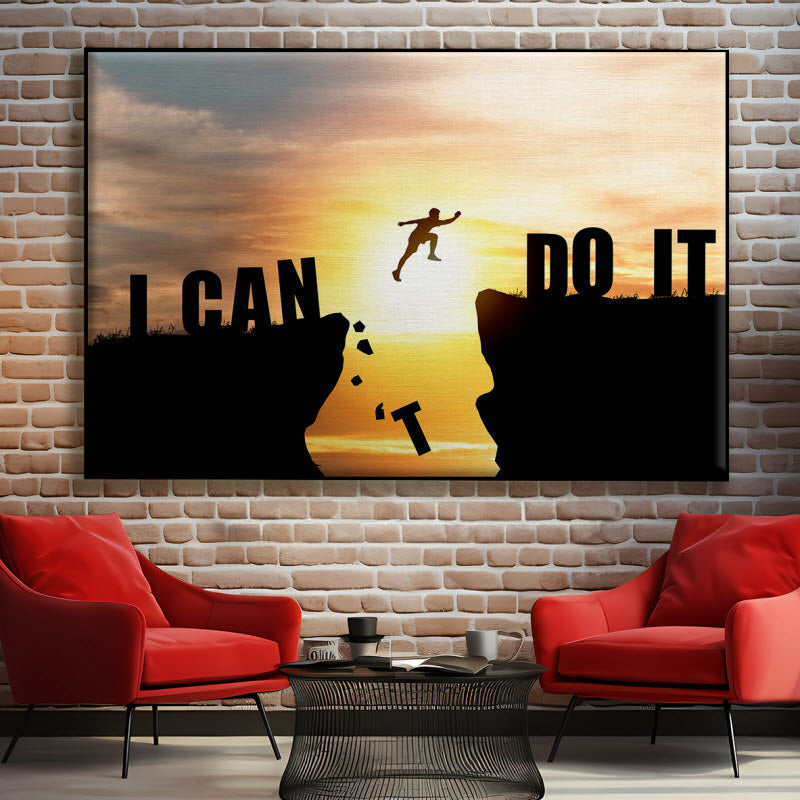 Textilspannrahmen mit Motiv: Spruch - Motivation: I CAN DO IT