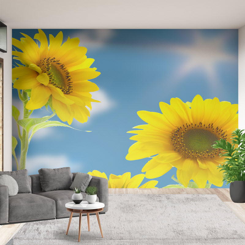 Tapete mit Motiv: Sonnenblumen mit Sonnenschein