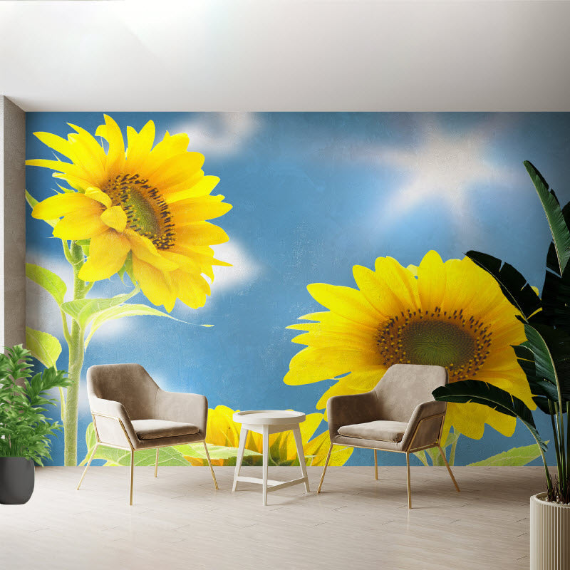 Tapete mit Motiv: Sonnenblumen mit Sonnenschein