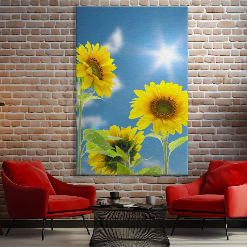 Leinwand mit Motiv: Sonnenblumen mit Sonnenschein