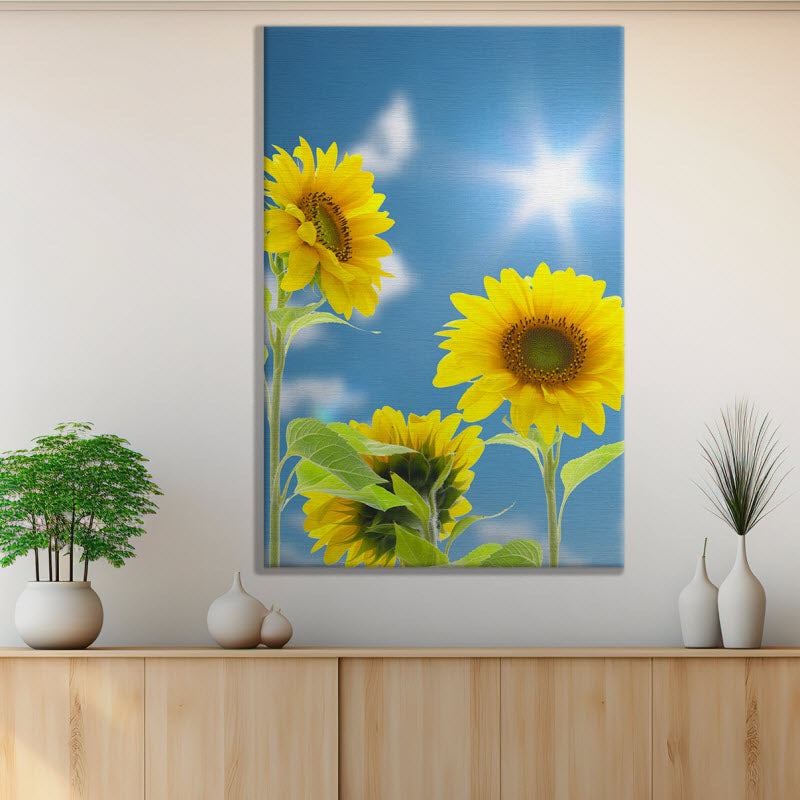 Leinwand mit Motiv: Sonnenblumen mit Sonnenschein