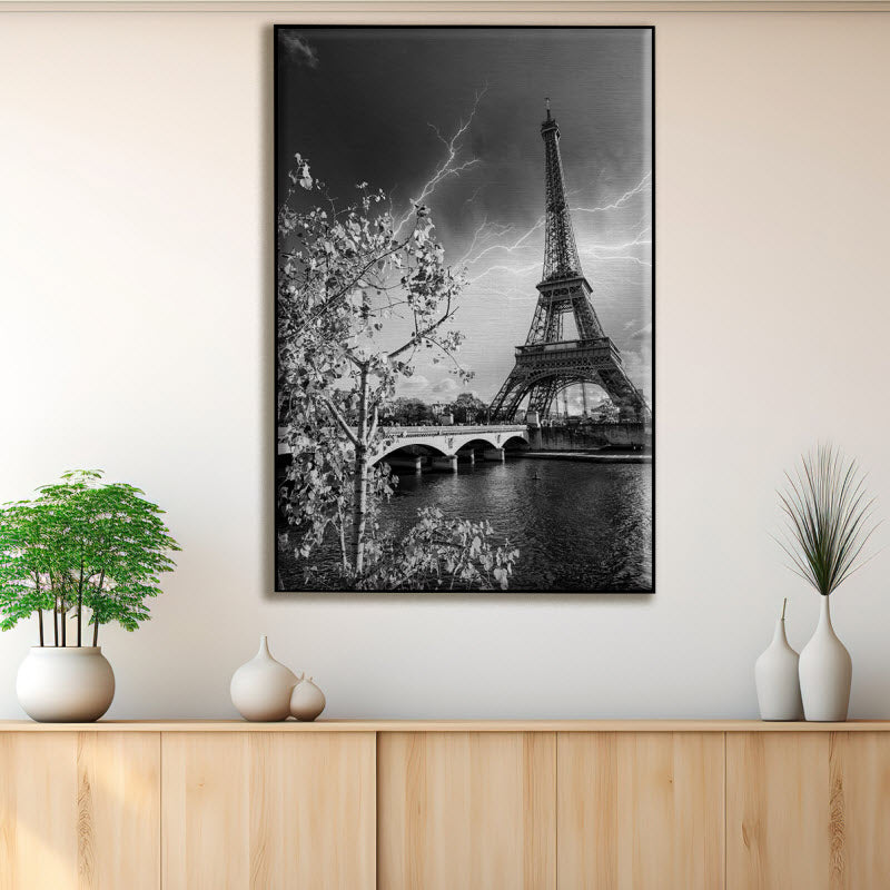Textilspannrahmen mit Motiv: Paris Eifelturm schwarz weiß