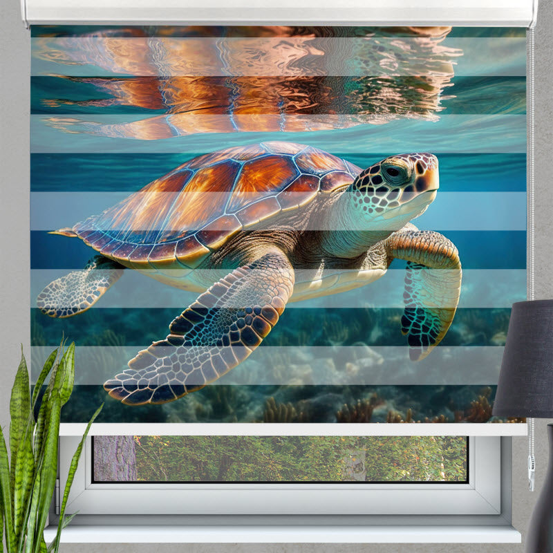 Doppelrollo mit Motiv: Schildkröte Unterwasser