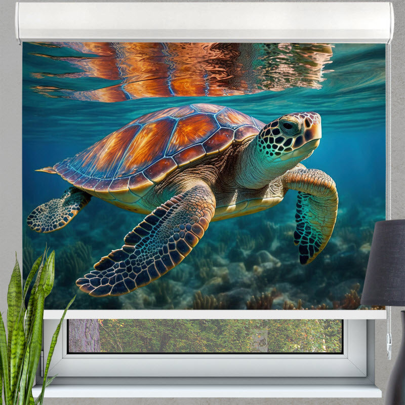 Kassettenrollo mit Motiv: Schildkröte Unterwasser