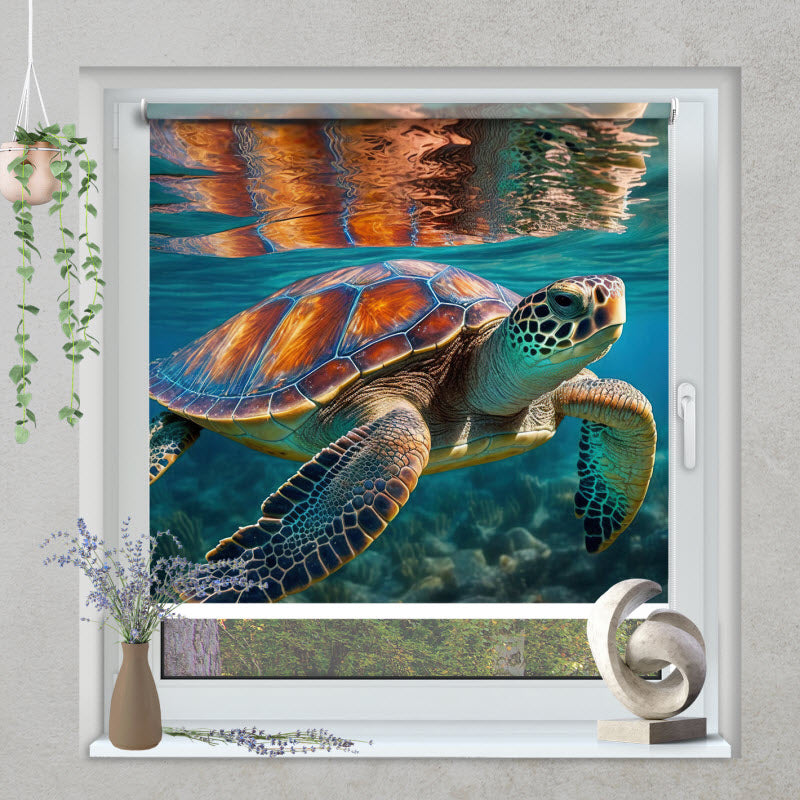 Klemmfix Rollo mit Motiv: Schildkröte Unterwasser