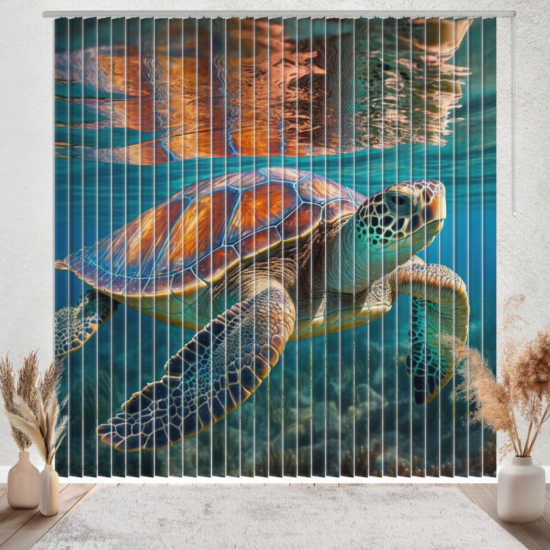 Lamellenvorhang mit Motiv: Schildkröte Unterwasser