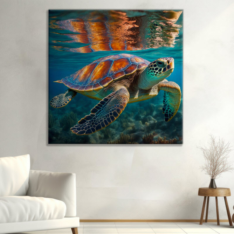 Leinwand mit Motiv: Schildkröte Unterwasser