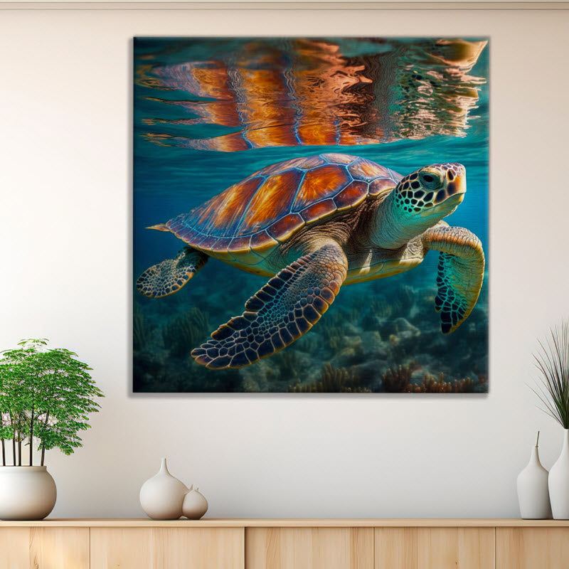 Leinwand mit Motiv: Schildkröte Unterwasser