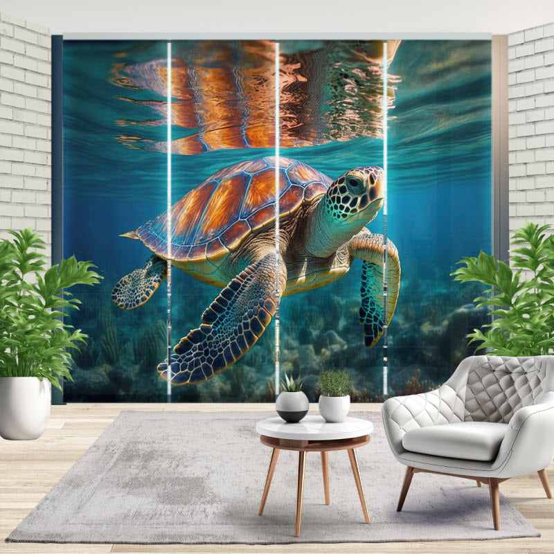 Schiebegardine mit Motiv: Schildkröte Unterwasser