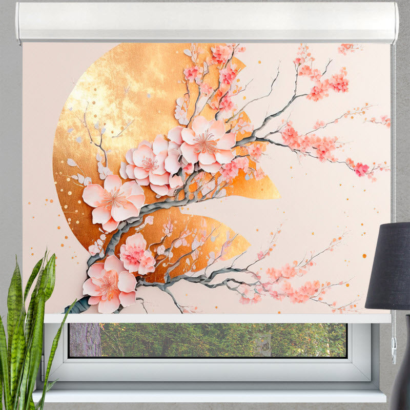 Kassettenrollo mit Motiv: Abstraktes Design - Sakura Blüte