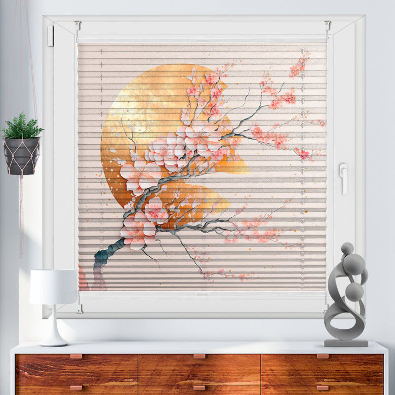 Wabenplissee mit Motiv: Abstraktes Design - Sakura Blüte
