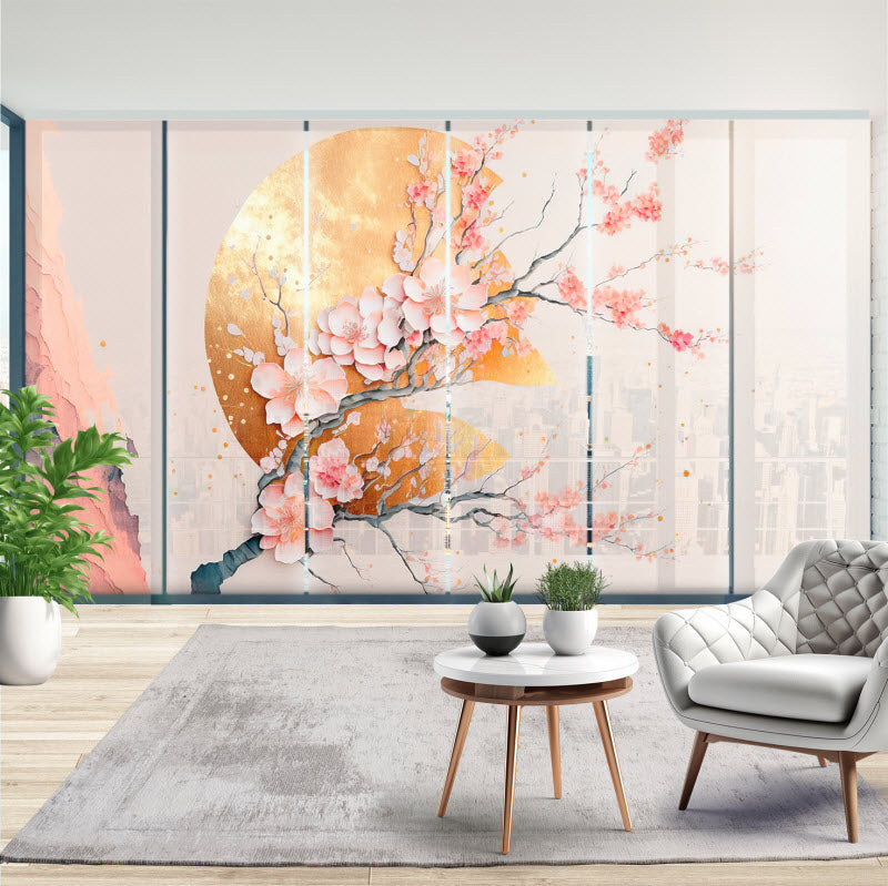 Schiebegardine mit Motiv: Abstraktes Design - Sakura Blüte
