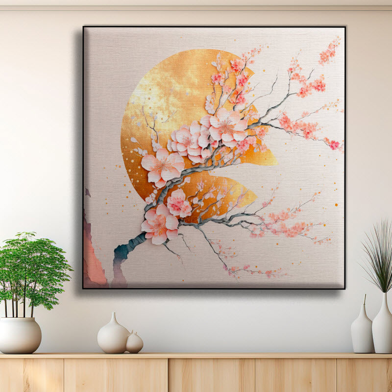 Textilspannrahmen mit Motiv: Abstraktes Design - Sakura Blüte