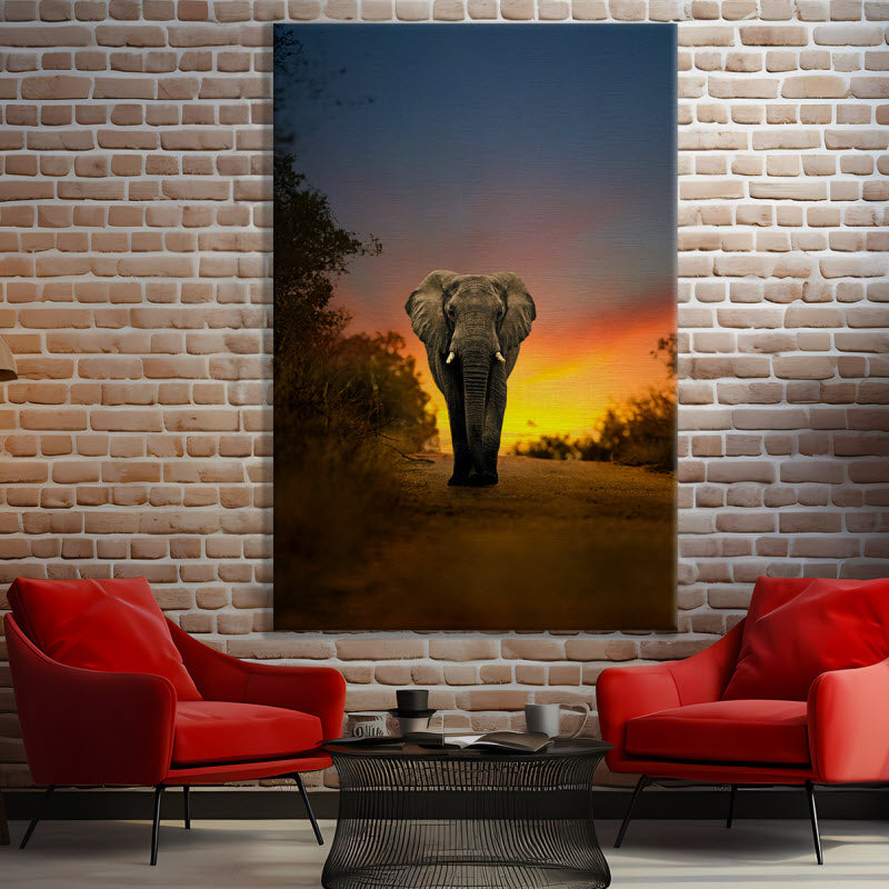 Leinwand mit Motiv: Elefant Sonnenuntergang