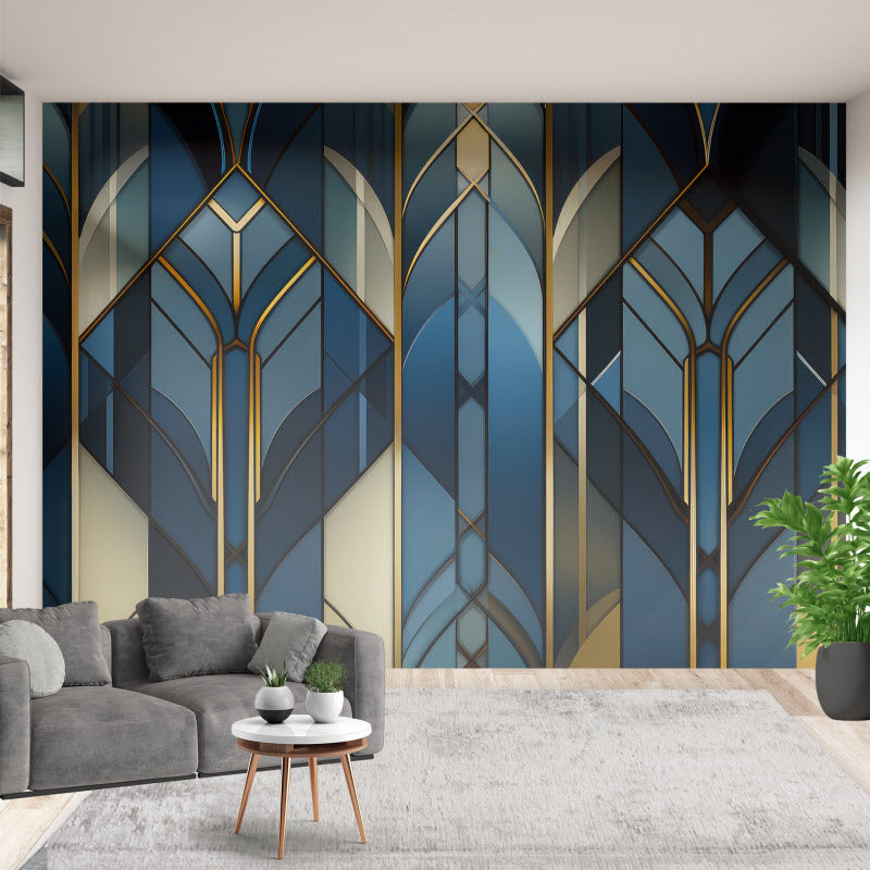 Tapete mit Motiv: Gold-blau Geometrie