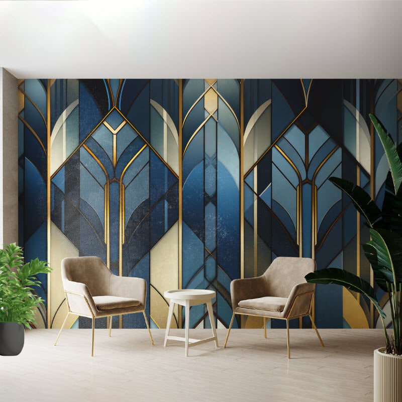 Tapete mit Motiv: Gold-blau Geometrie