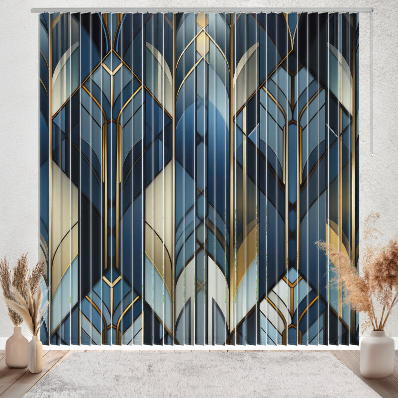 Lamellenvorhang mit Motiv: Gold-blau Geometrie