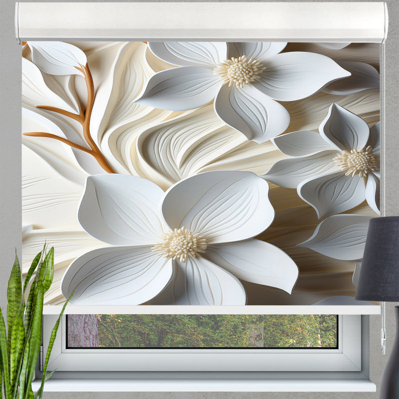 Kassettenrollo mit Motiv: 3D Blumenmuster