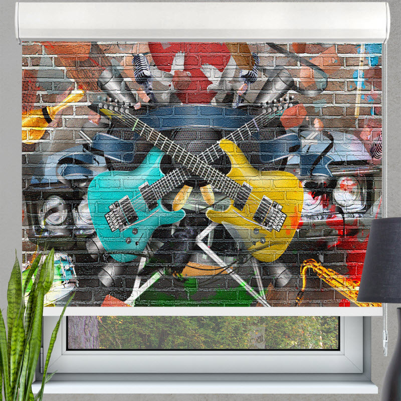 Kassettenrollo mit Motiv: Graffiti Gitarre