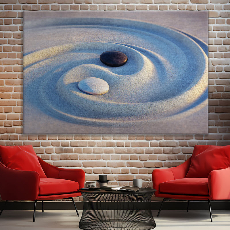 Leinwand mit Motiv: Steine im Sand - Yin Yang