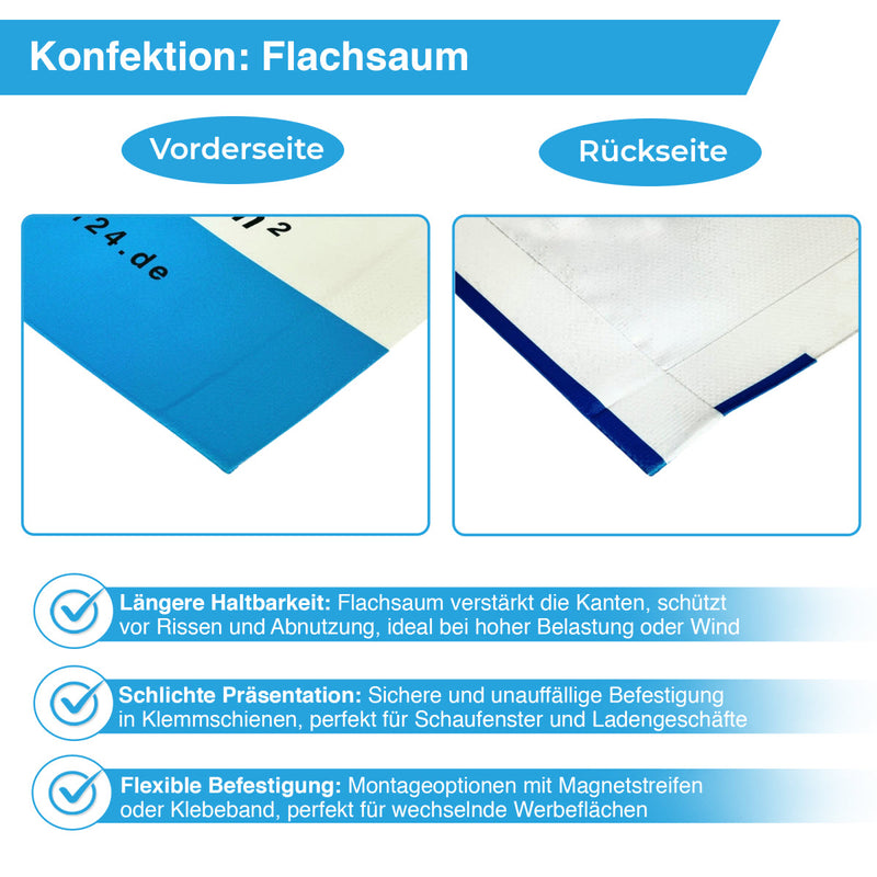 Banner Konfektion: Flachsaum