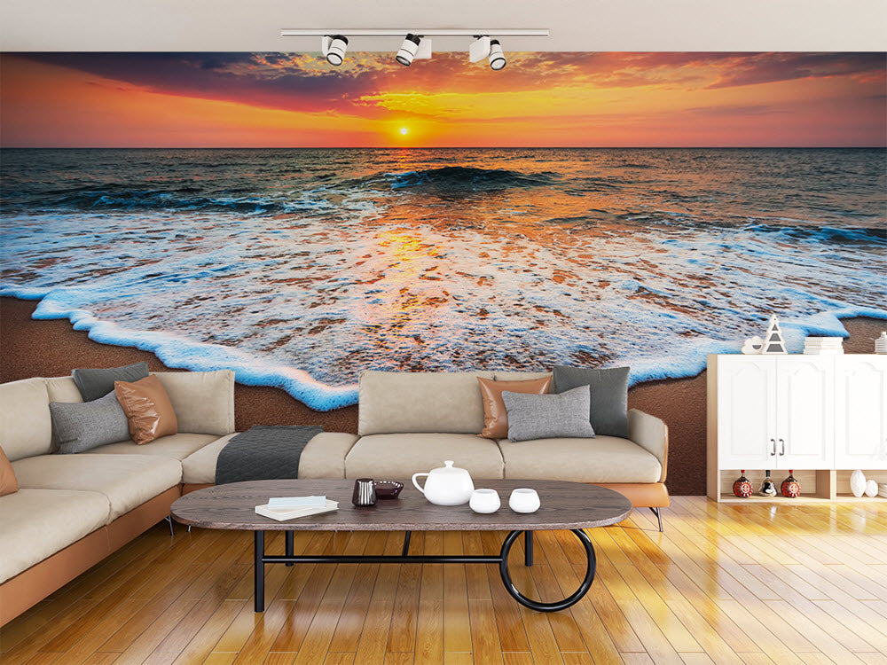 Fototapete mit Strand Motiv im Wohnzimmer