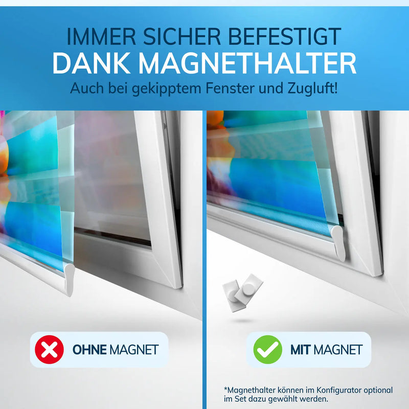 Doppelrollo Klemmfix mit Magnethalter für sicheren halt bei gekipptem Fenster