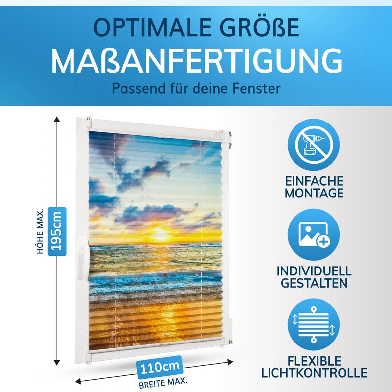 Plissee nach Maß für Fenster, flexible Lichtkontrolle und einfache Montage.