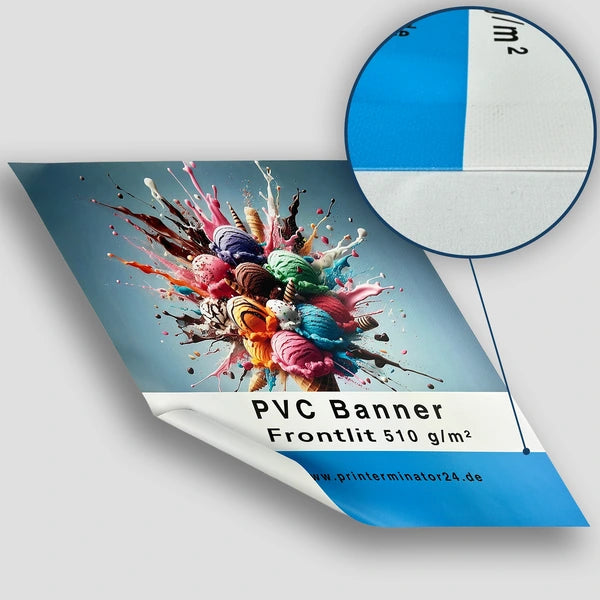 PVC Frontlit Banner mit kräftigem Digitaldruck und sichtbarer Materialstruktur (510 g/m²)
